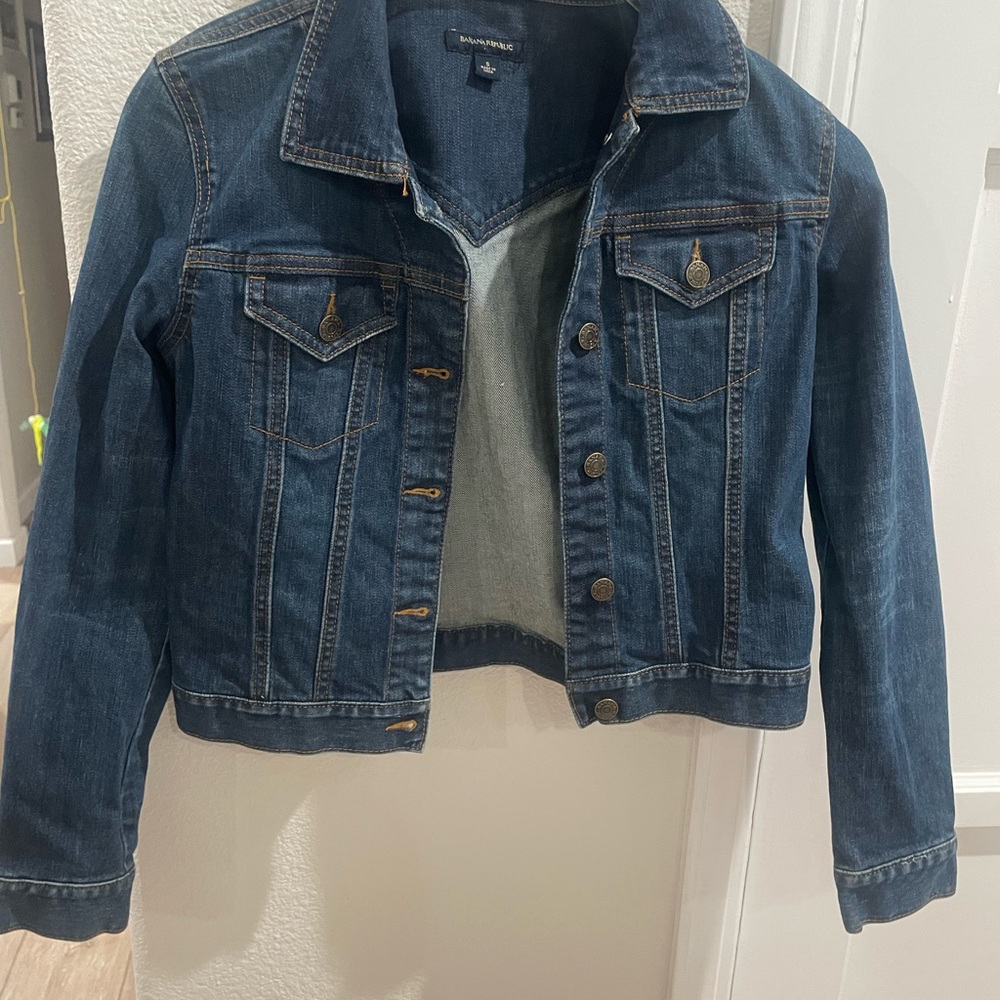 Banana Republic Blue Jean Jacket Cropped Classic